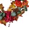 22" Orange & Burgundy Fall Harvest Artificial Floral & Pinecone Wreath